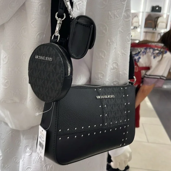 Michael Kors Jet Set Signature Logo Crossbody Bag with Case for Apple Airpods P
